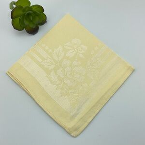 Vintage Table Cloth & Napkins, Yellow Damask, 50" x 66", Six 12" x12", NOS